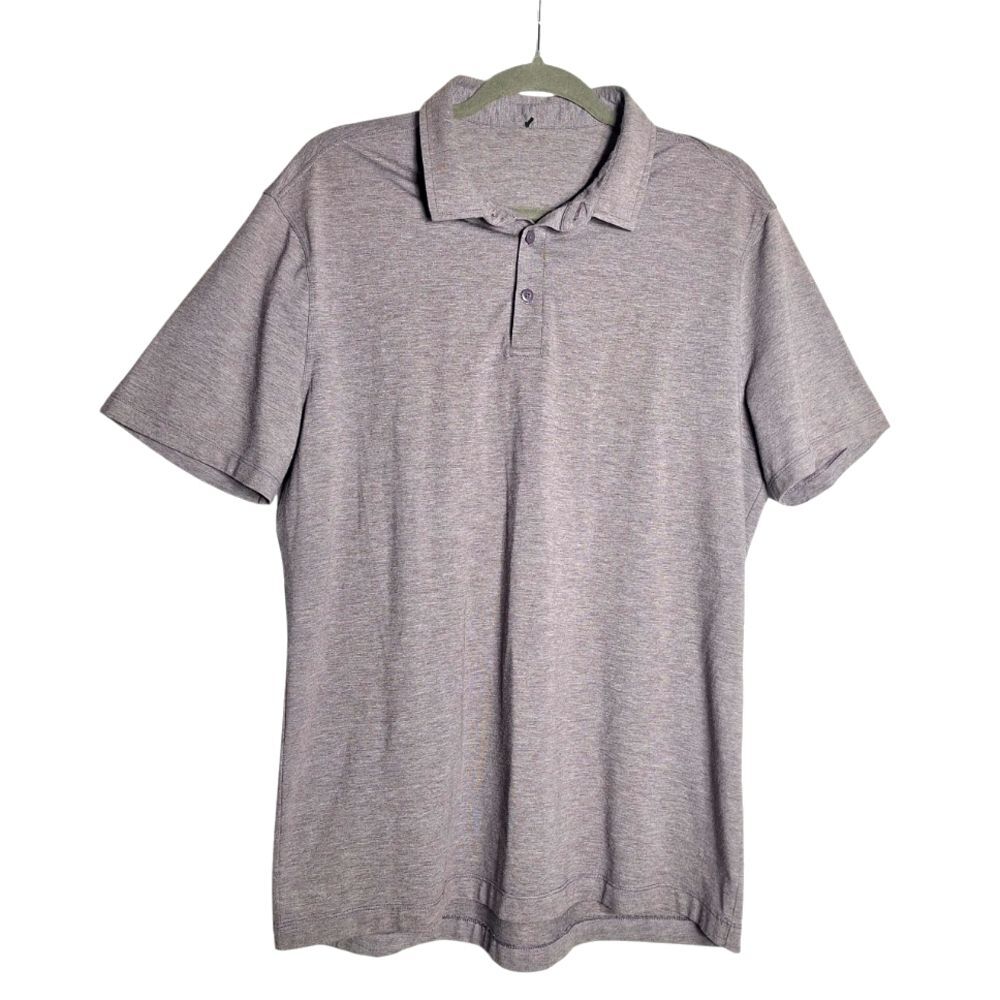 Lululemon Mens Polo Shirt Short Sleeve Gray Casual Golf Office Large